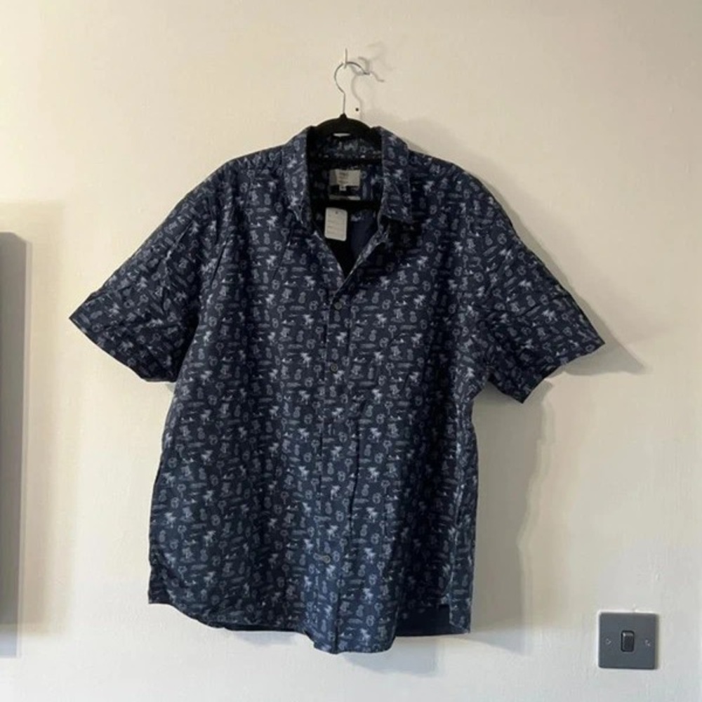 Lucky Brand Navy Patterned Button Down Shirt